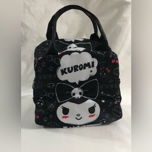 Black kuromi  insulated lunch Bag portable tote bag for Women